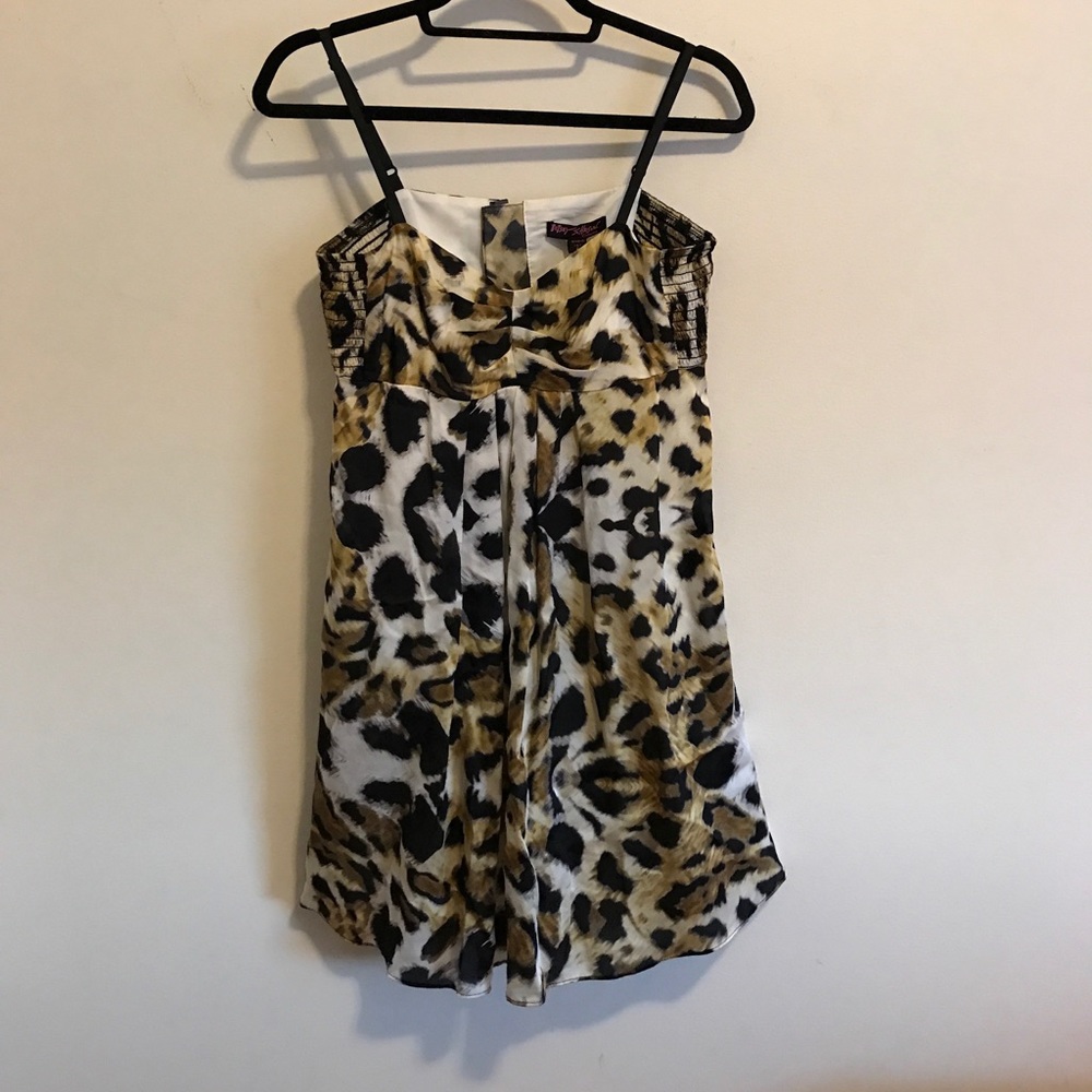 NWT Betsey Johnson silk cheetah babydoll dress